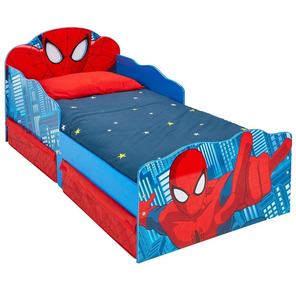 Lettino in legno Sagomato con portaoggetti Spiderman - MammacheShop