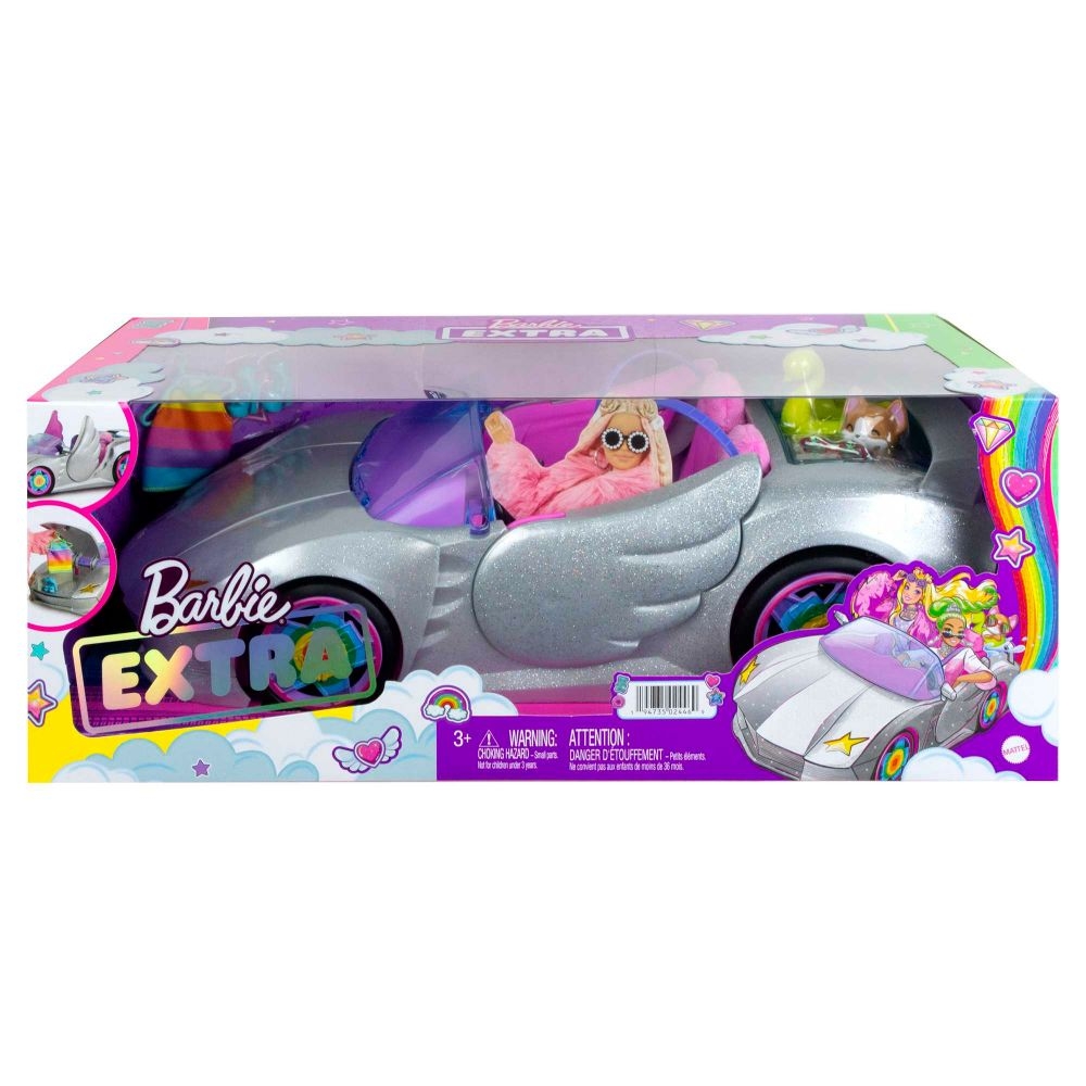 Barbie Extra Cabrio a 2 posti, argento metallizzato con ruote che