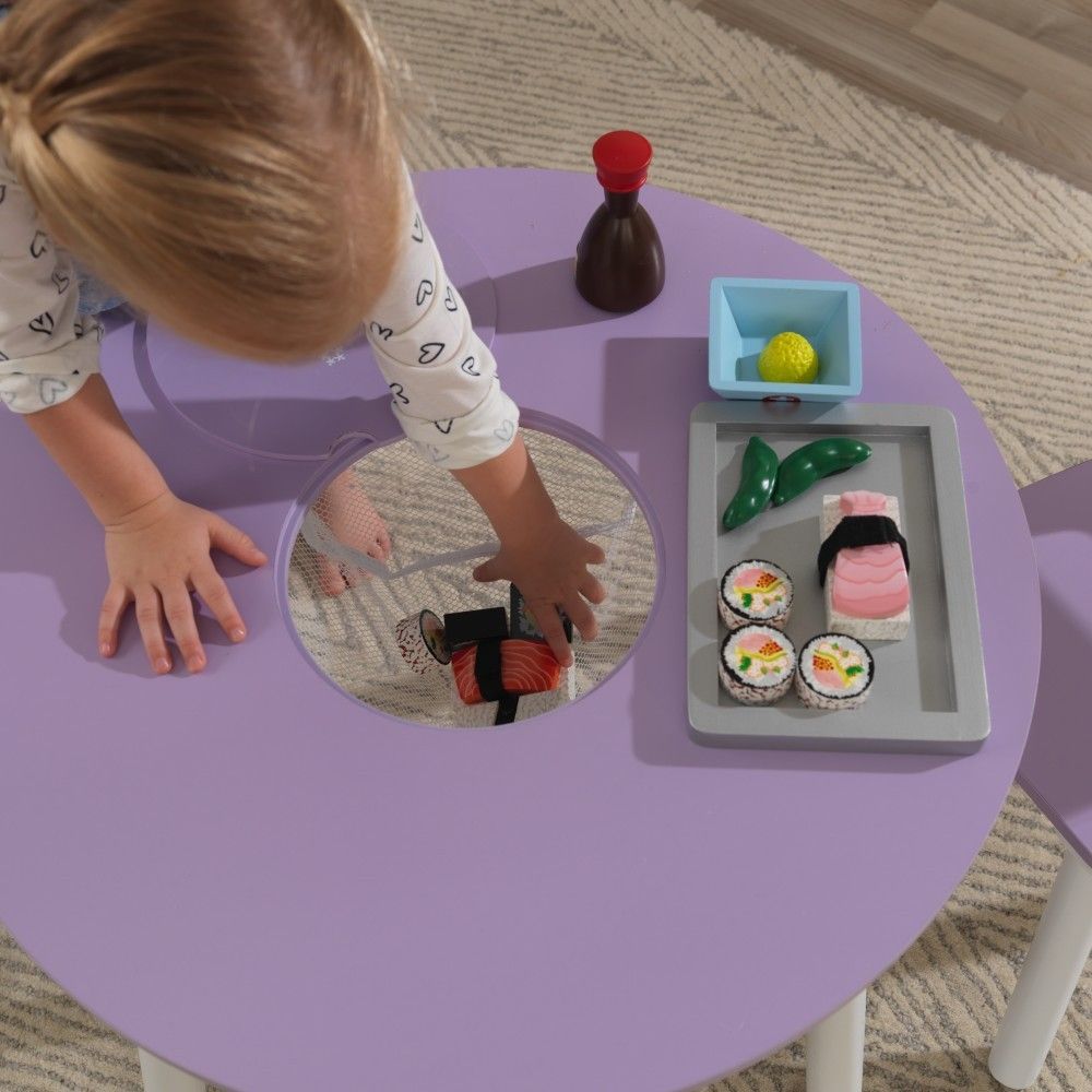 KidKraft Tavolo con Contenitore e Set Sedie Bambini Lavanda e Bianco