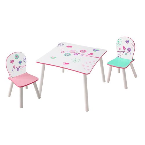 Set Tavolo Rotondo con 2 Sedie Rosa e Bianco - Kidkraft